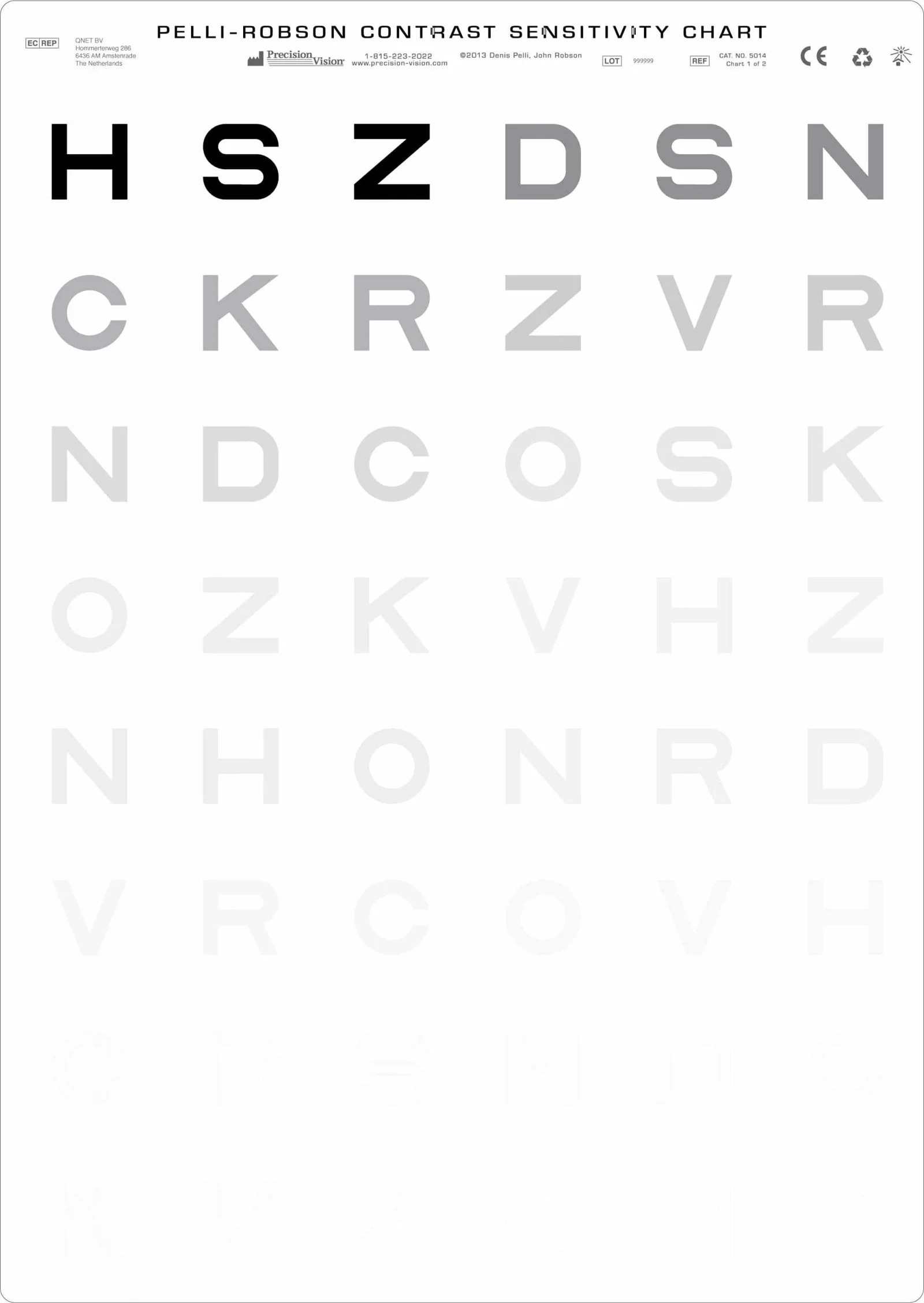 Pelli Robson Contrast Sensitivity Chart - Image 2